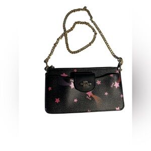 Coach Poppy with Disco Star Black and Pink Print Crossbody Bag